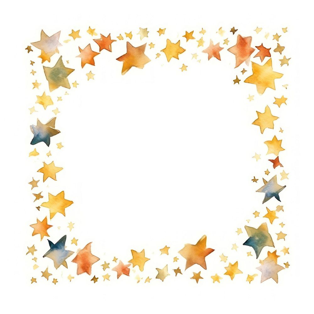 Gold stars frame watercolor backgrounds confetti paper.