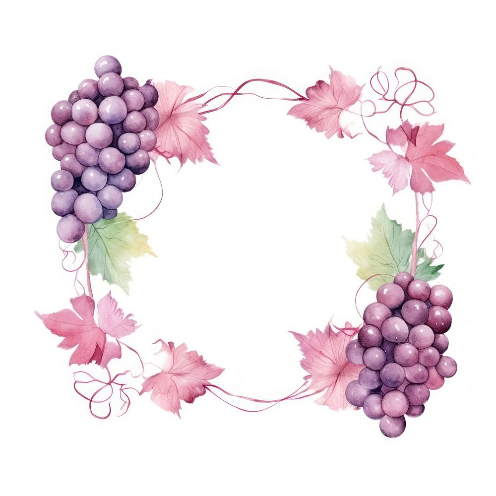 Grape wine frame watercolor grapes plant food.