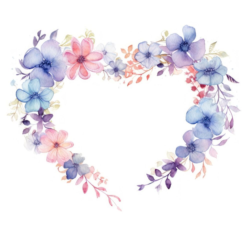 Heart and flowers frame watercolor pattern wreath petal.