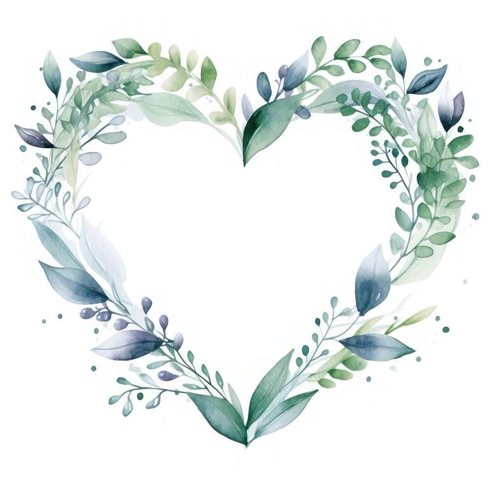 Heart and leaf frame watercolor backgrounds pattern plant.