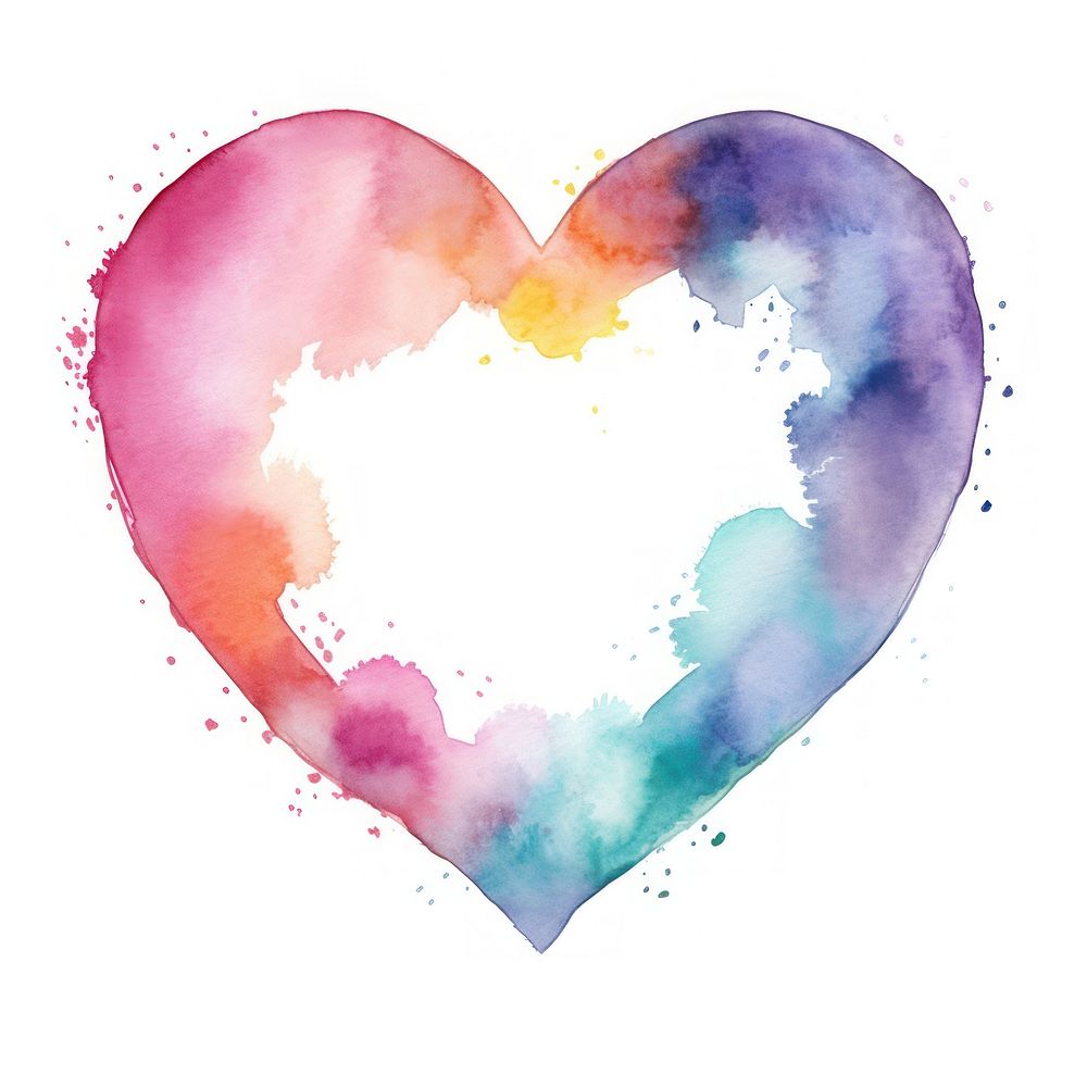 Heart frame watercolor white background creativity abstract.