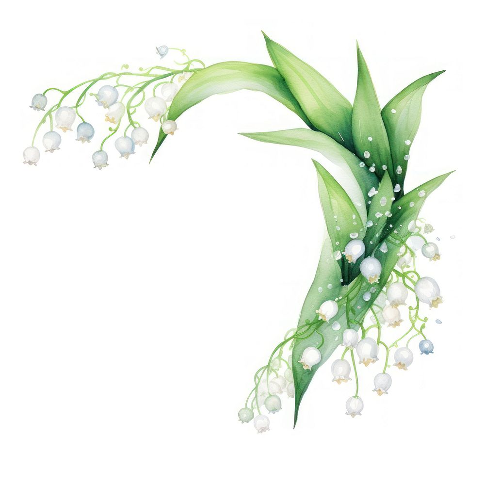 Lily of the valley frame watercolor jewelry flower plant.