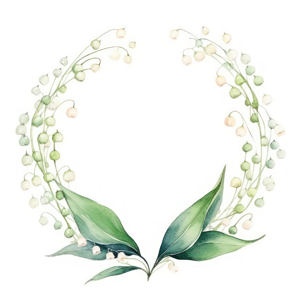 Lily of the valley frame watercolor flower wreath plant.