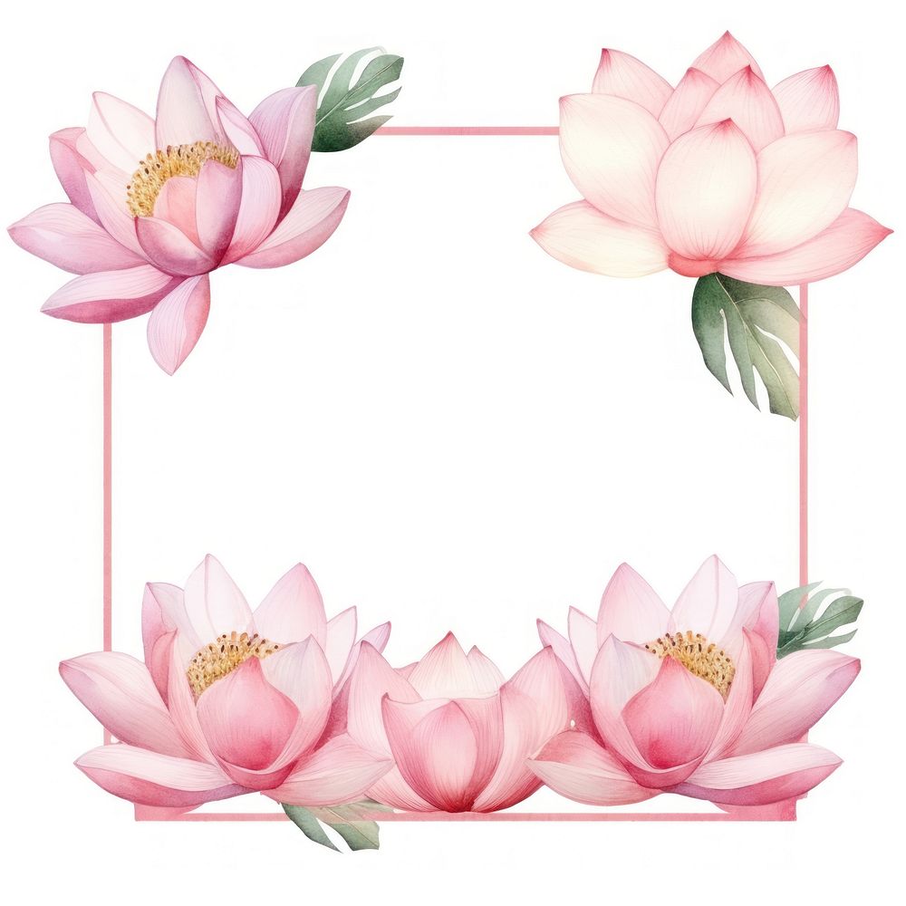 Lotus frame watercolor flower petal plant.