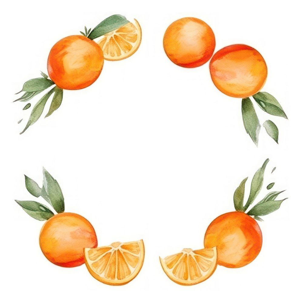 Orange frame watercolor grapefruit plant food.