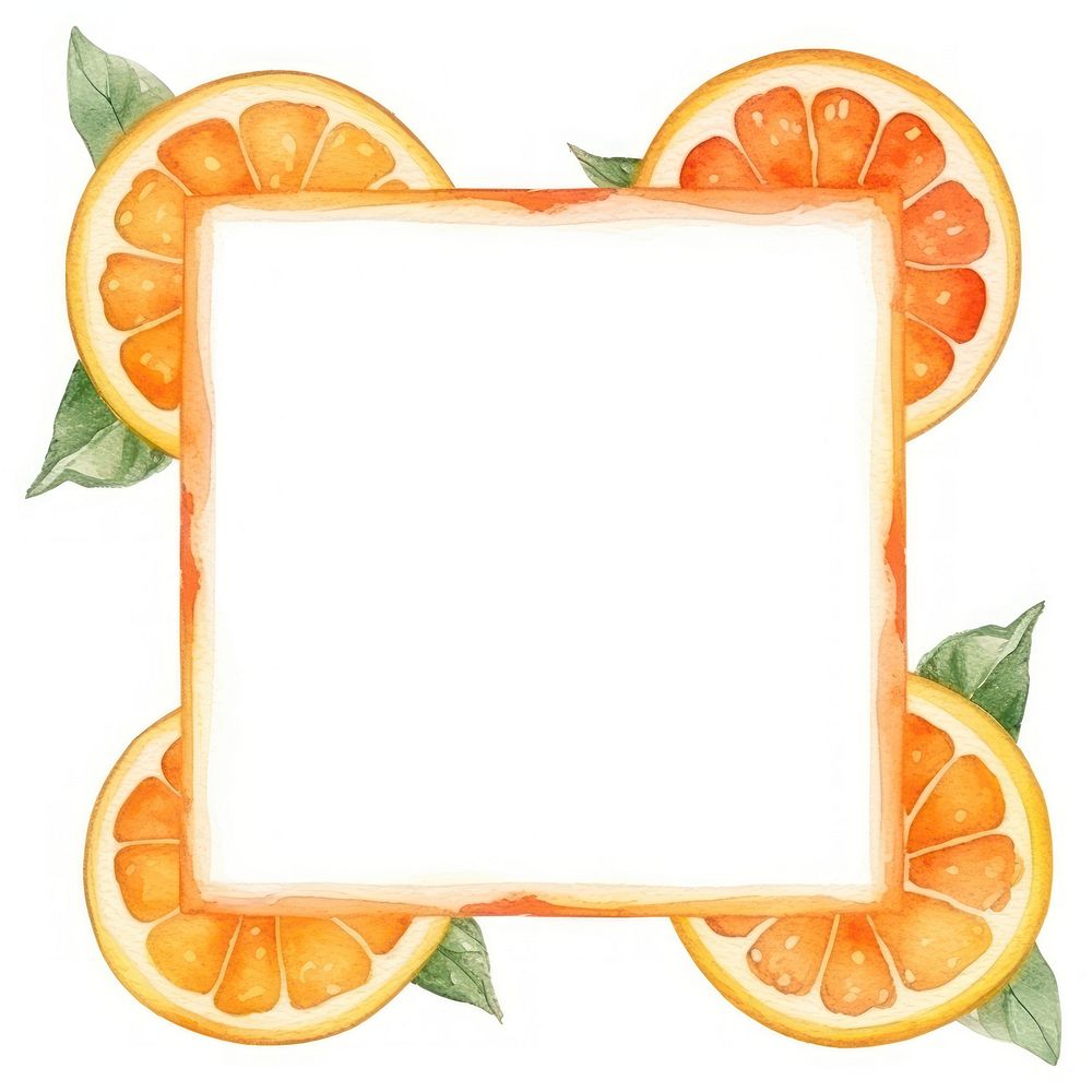 Orange frame watercolor backgrounds grapefruit plant.
