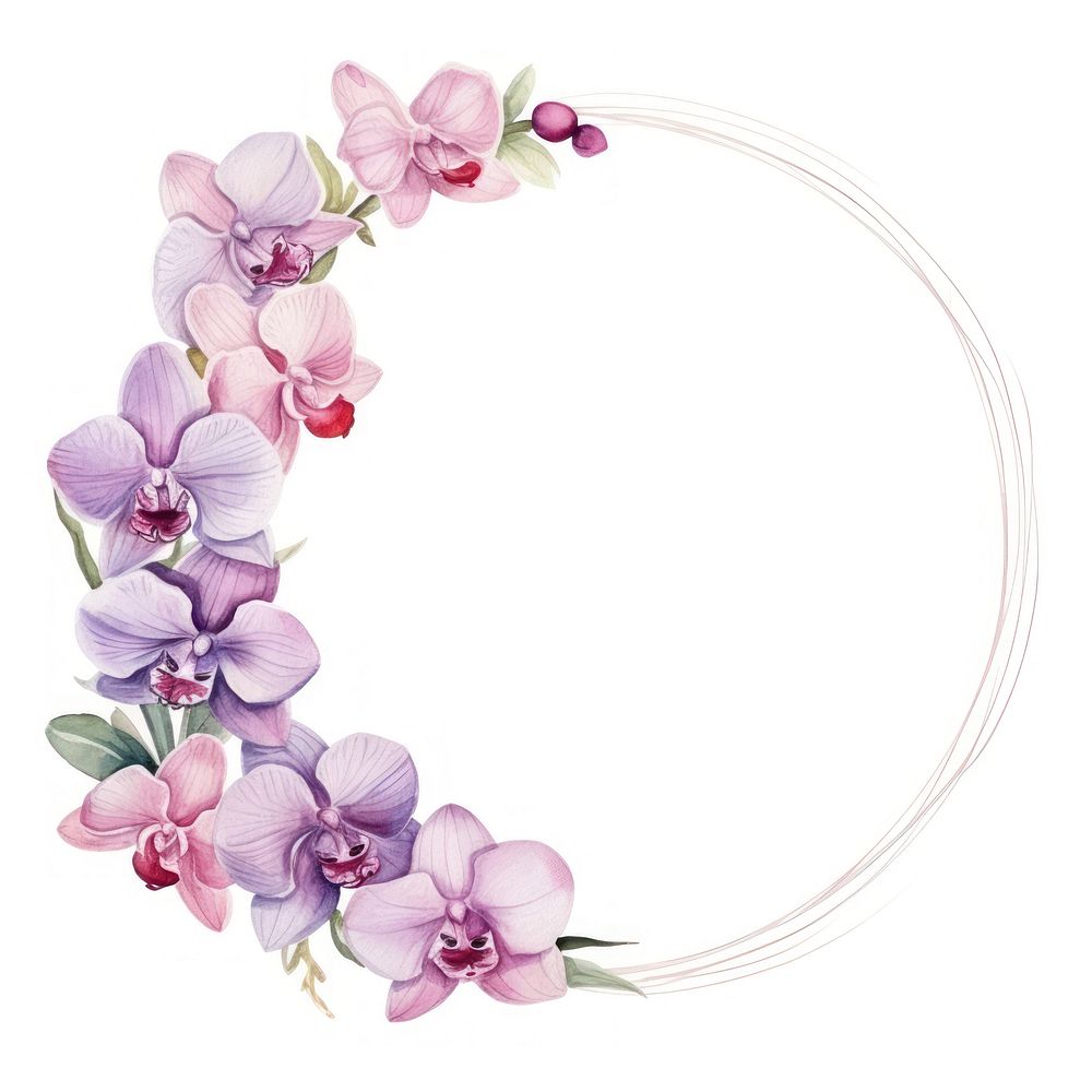 Orchid frame watercolor flower wreath plant.