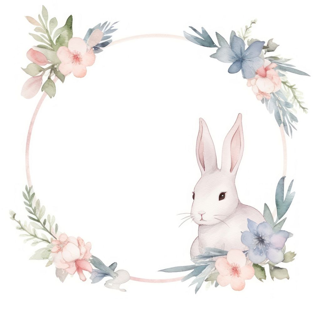 Rabbit and flower frame watercolor mammal celebration kangaroo.