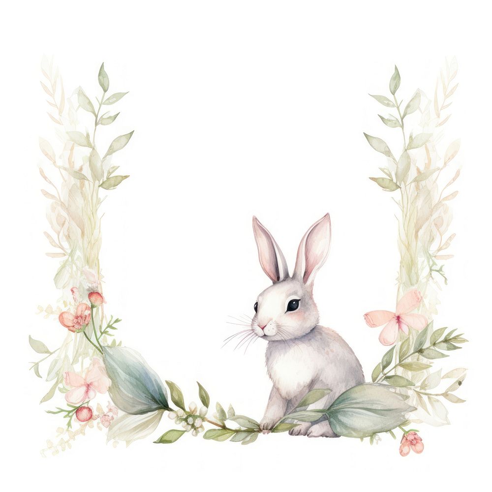 Rabbit frame watercolor animal mammal creativity.