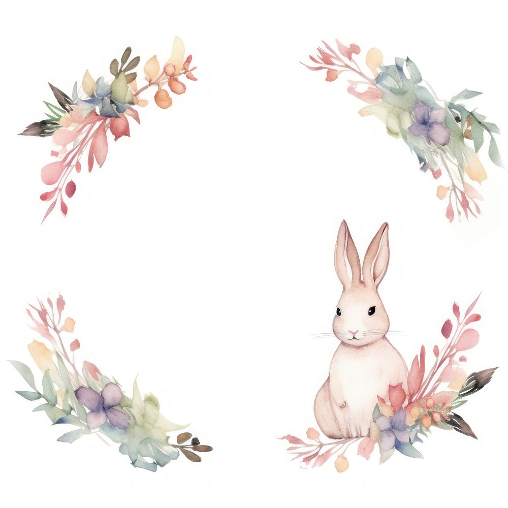 Rabbit frame watercolor animal mammal creativity.