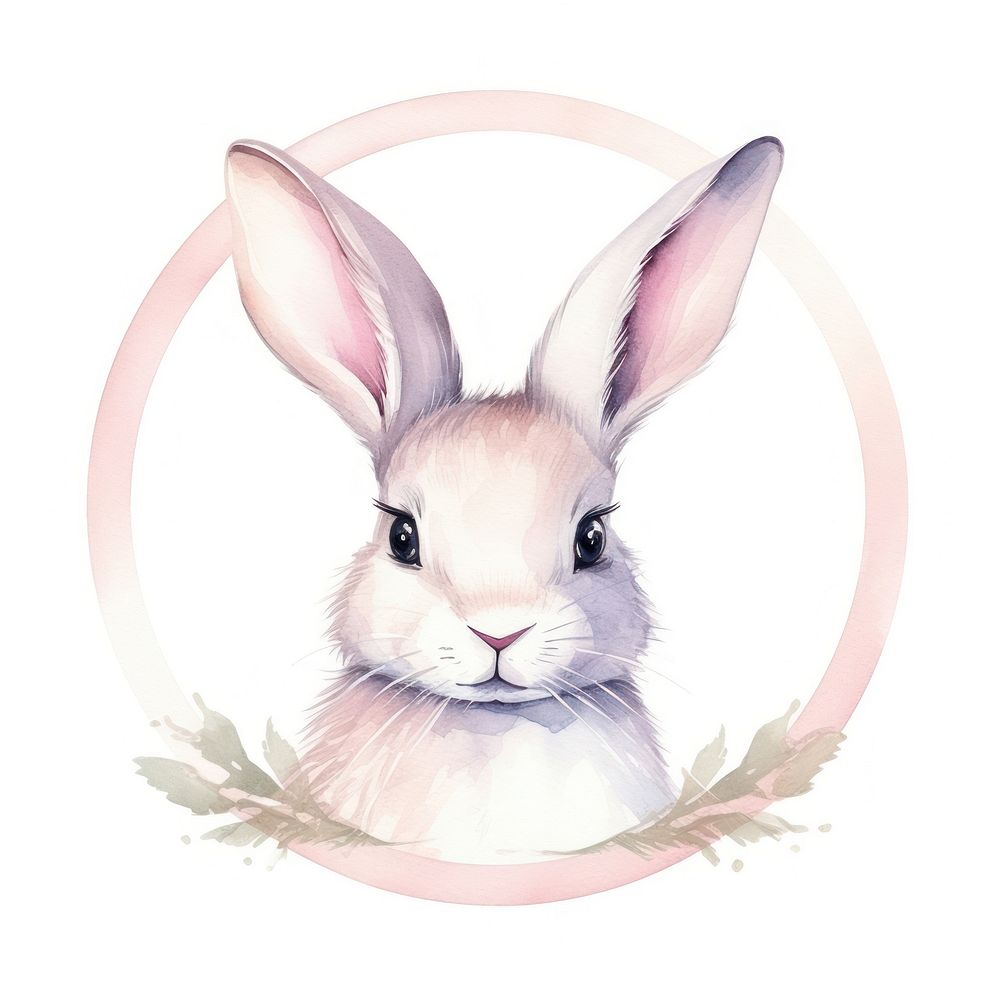 Rabbit frame watercolor animal mammal white background.