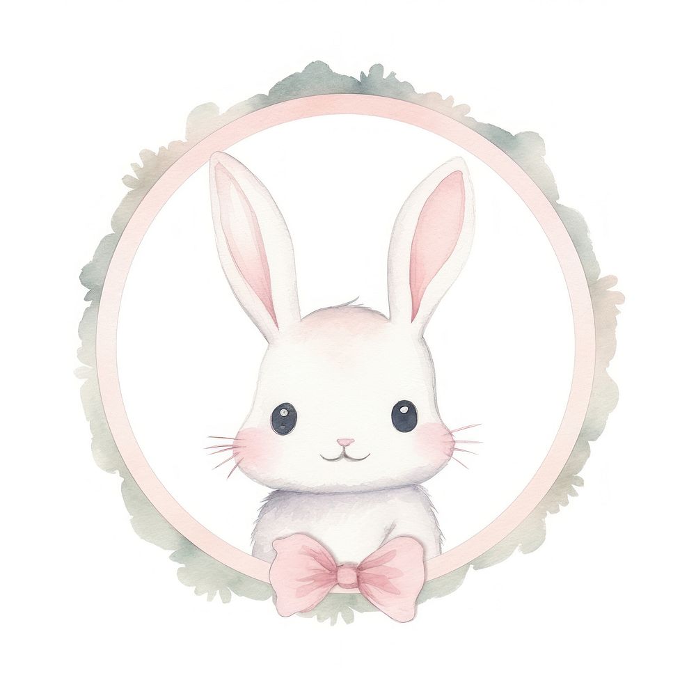 Rabbit frame watercolor animal mammal representation.