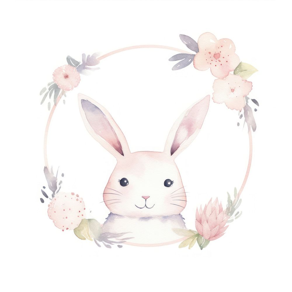 Rabbit frame watercolor animal mammal representation.