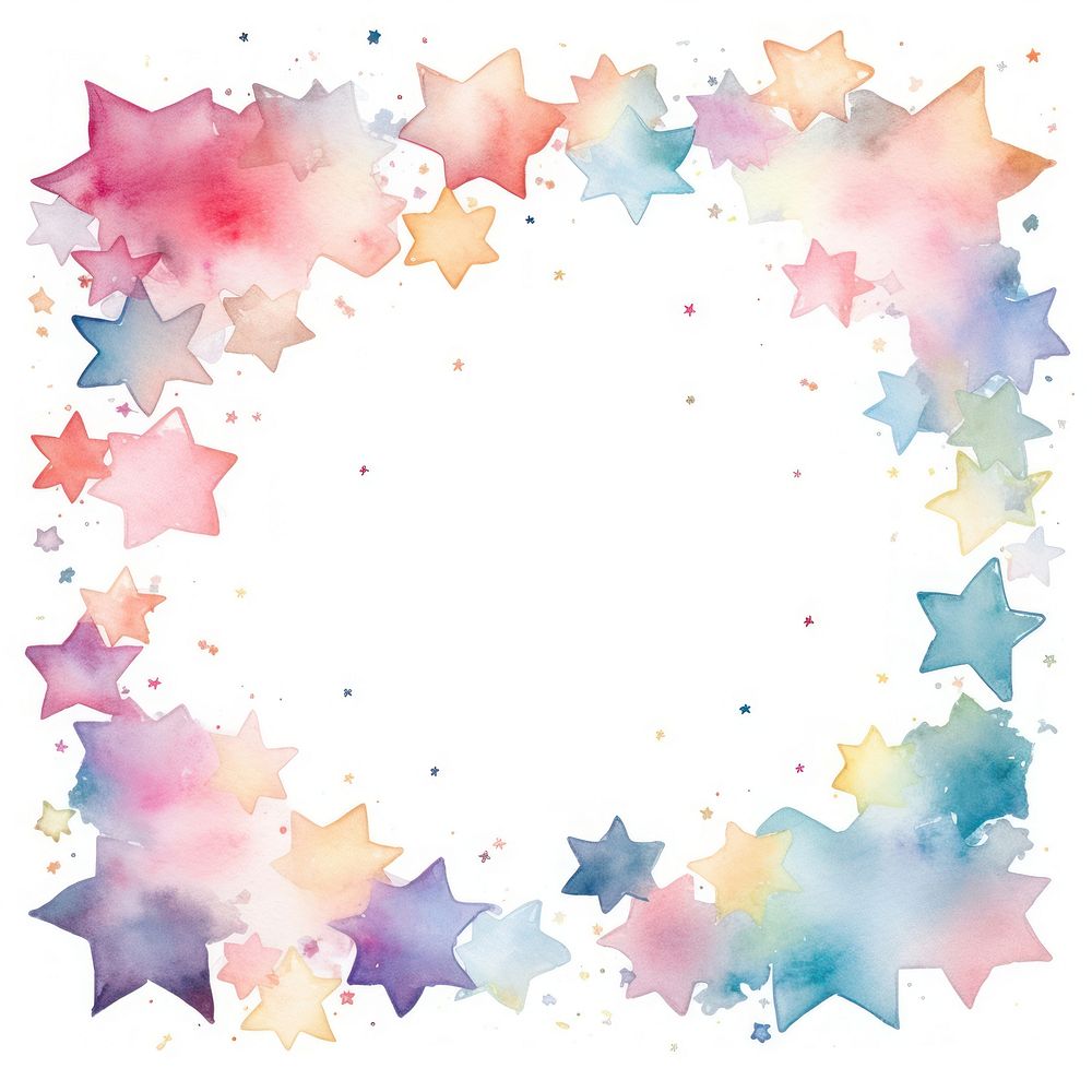 Stars frame watercolor backgrounds paper white background.