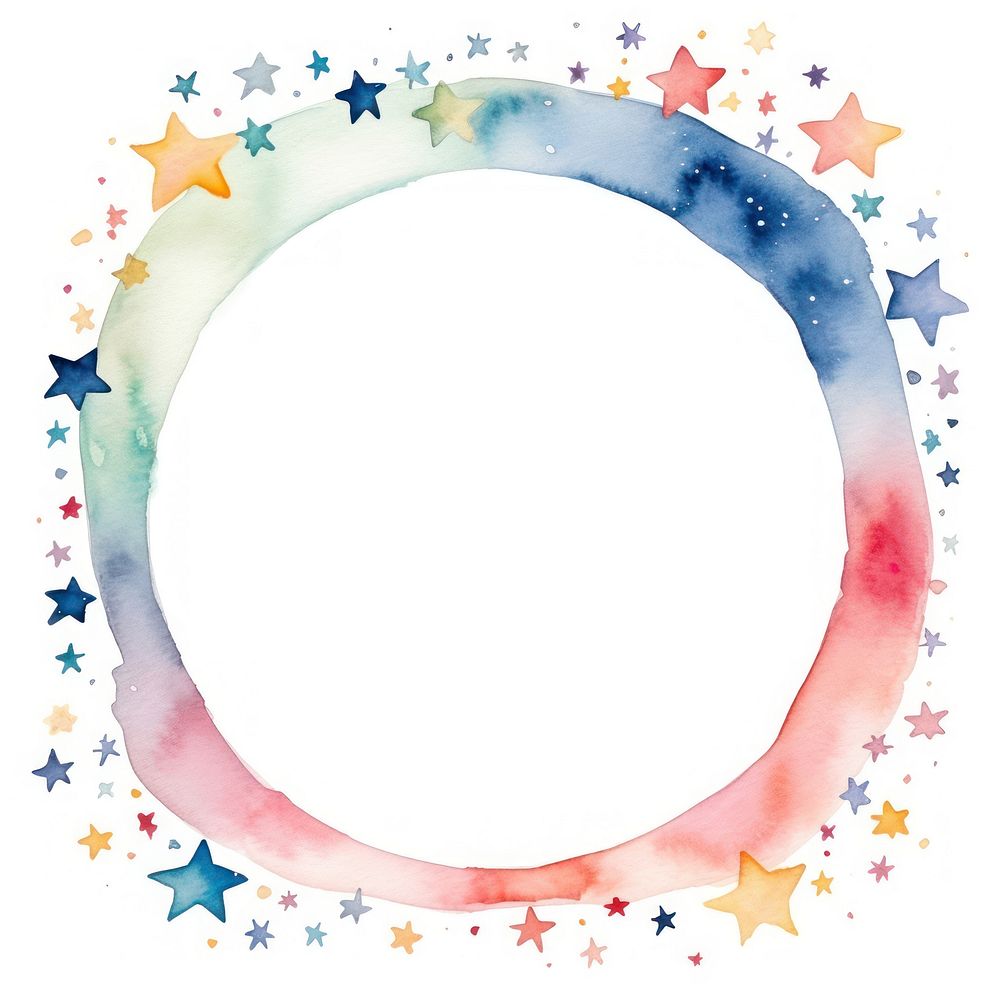 Stars frame watercolor space white background pattern.