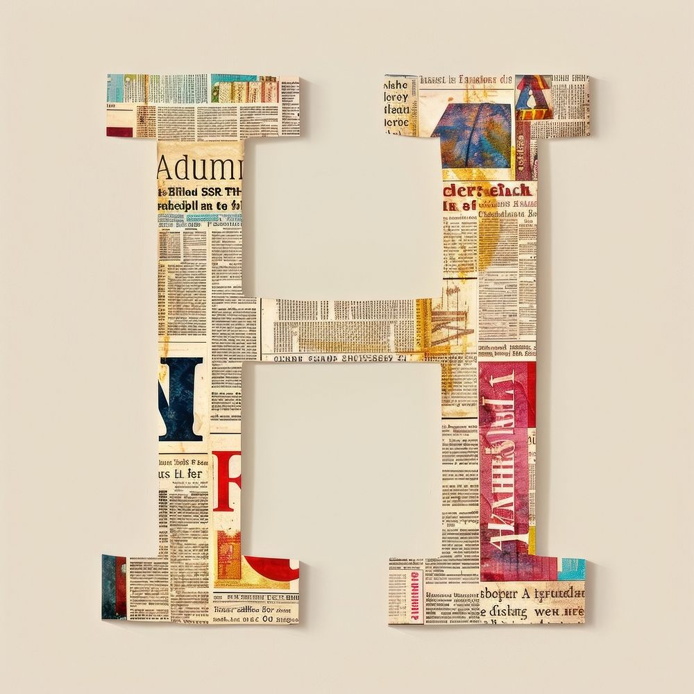 Magazine paper letter H newspaper number text.