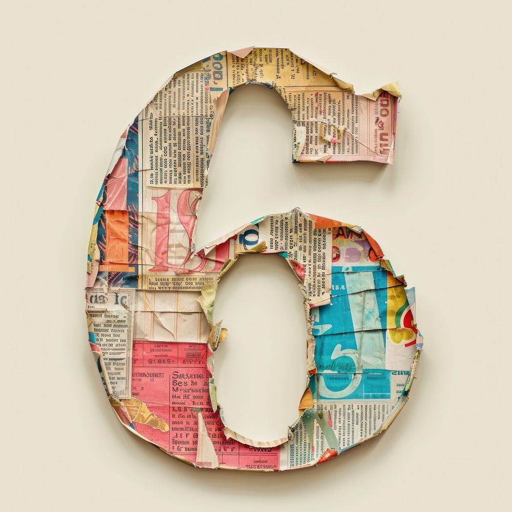 Letter number 6 text creativity weathered.