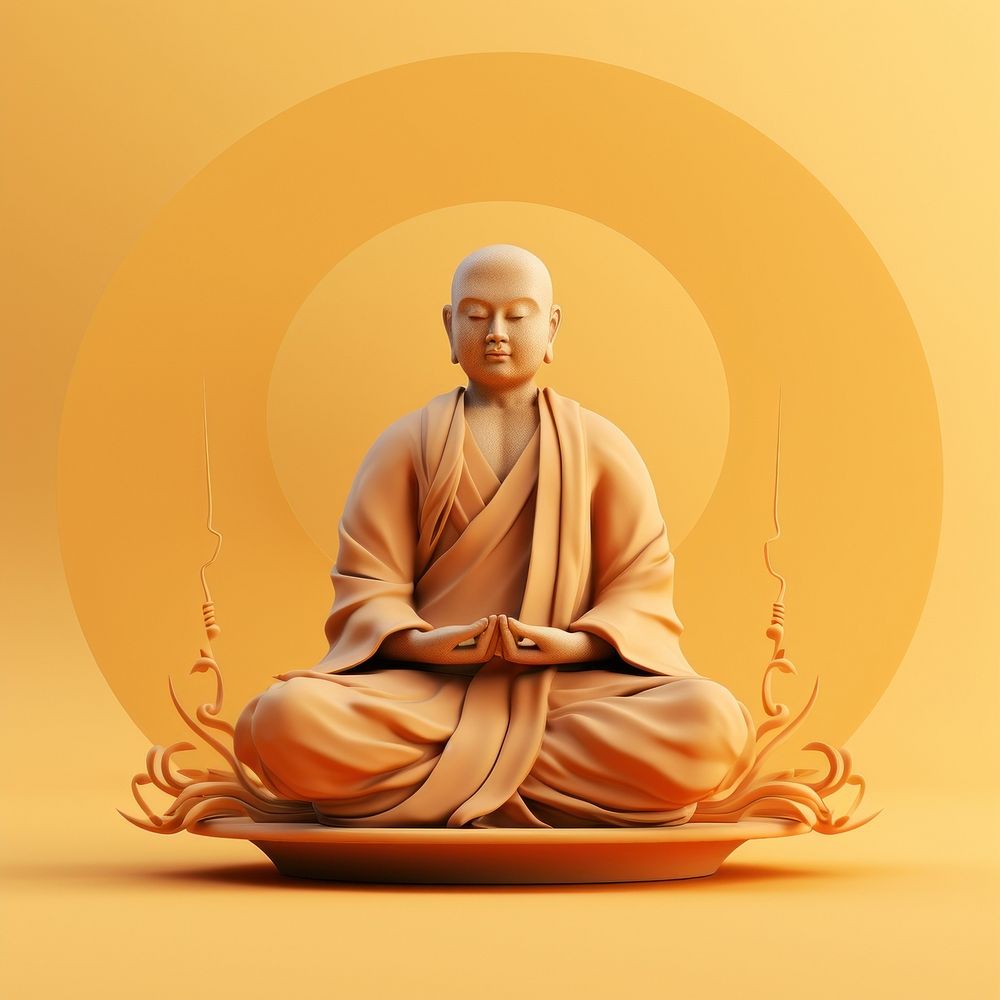 Buddhist god monk meditating representation spirituality cross-legged.