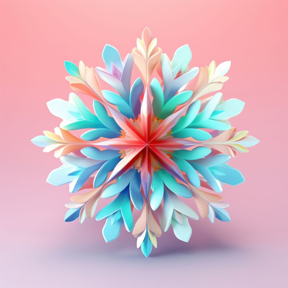 Colorful snowflake origami plant art.