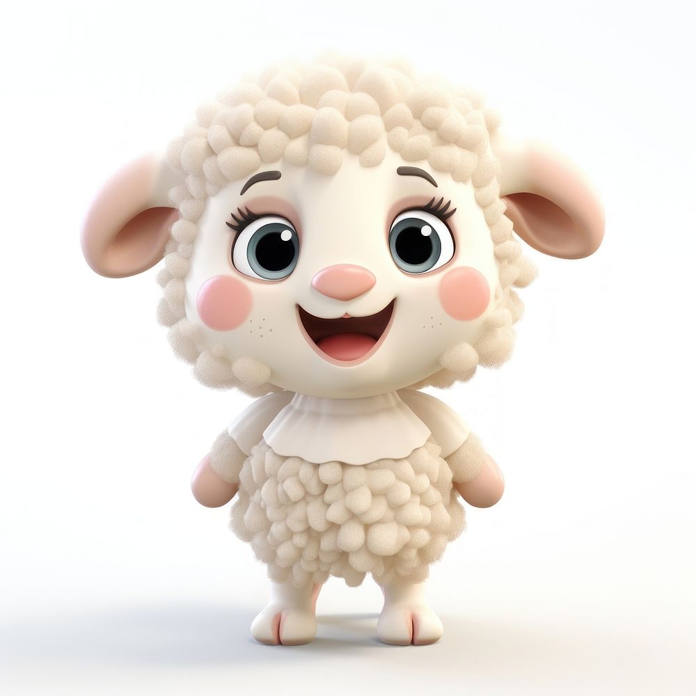 3d render llustrations of funny face sheep figurine toy representation.