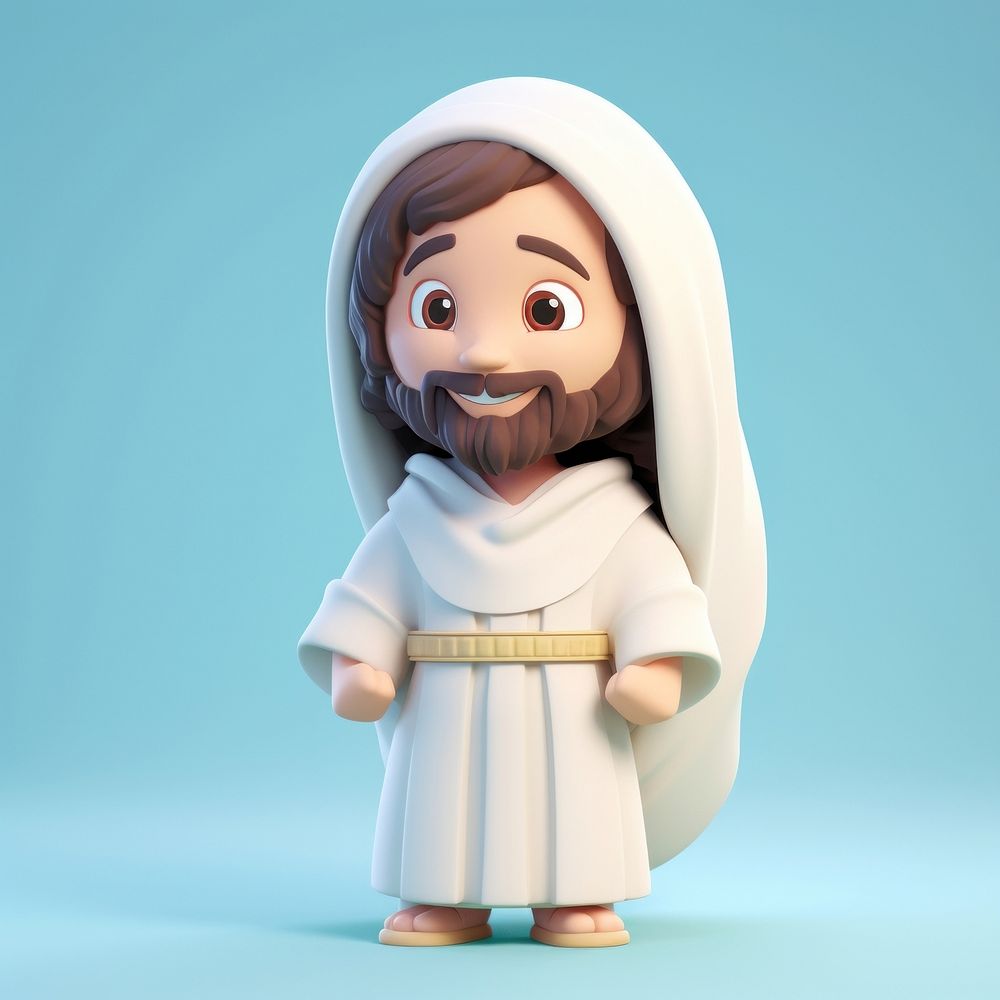 3d render llustrations of jesus cute toy representation.