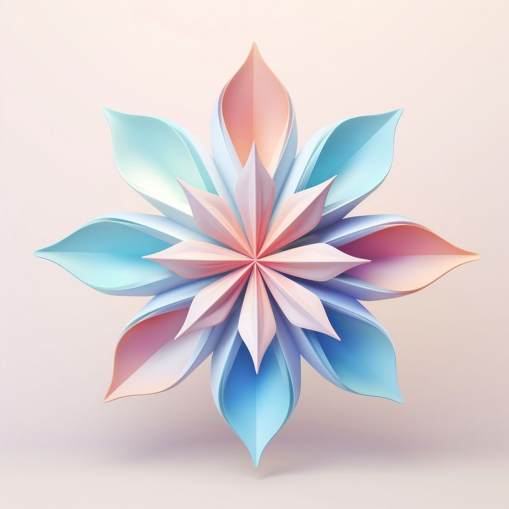 Pastel snowflake origami pattern flower.