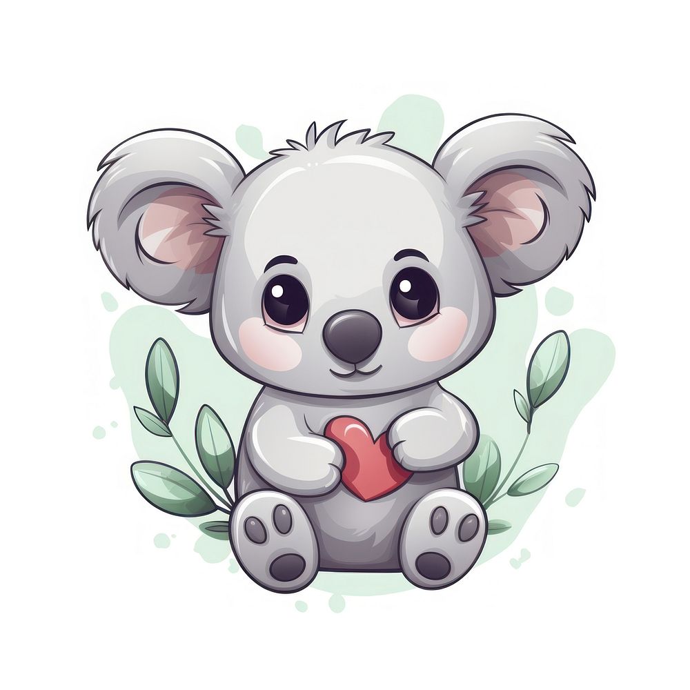 Hand drawn doodle cute happy koala mammal representation creativity.