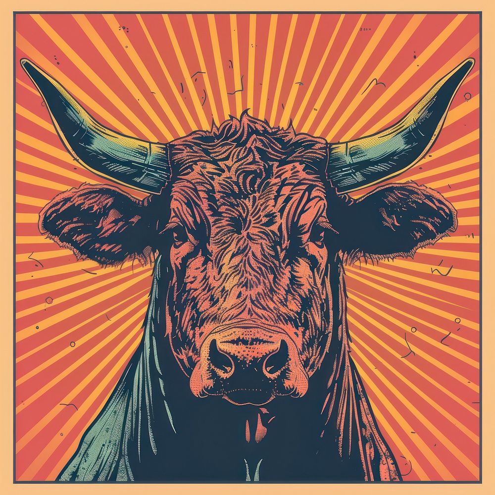Vector illustrated of a bull livestock mammal cattle.