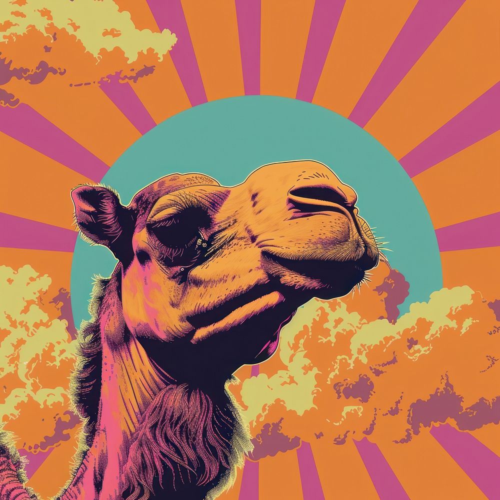 Vector illustrated of a camel animal mammal art.