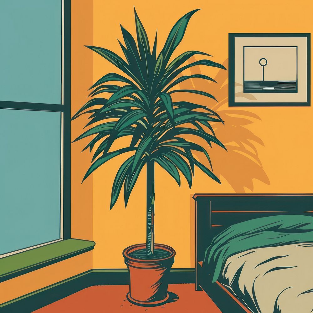 Vector illustrated of a indoor plant bedroom leaf tree.