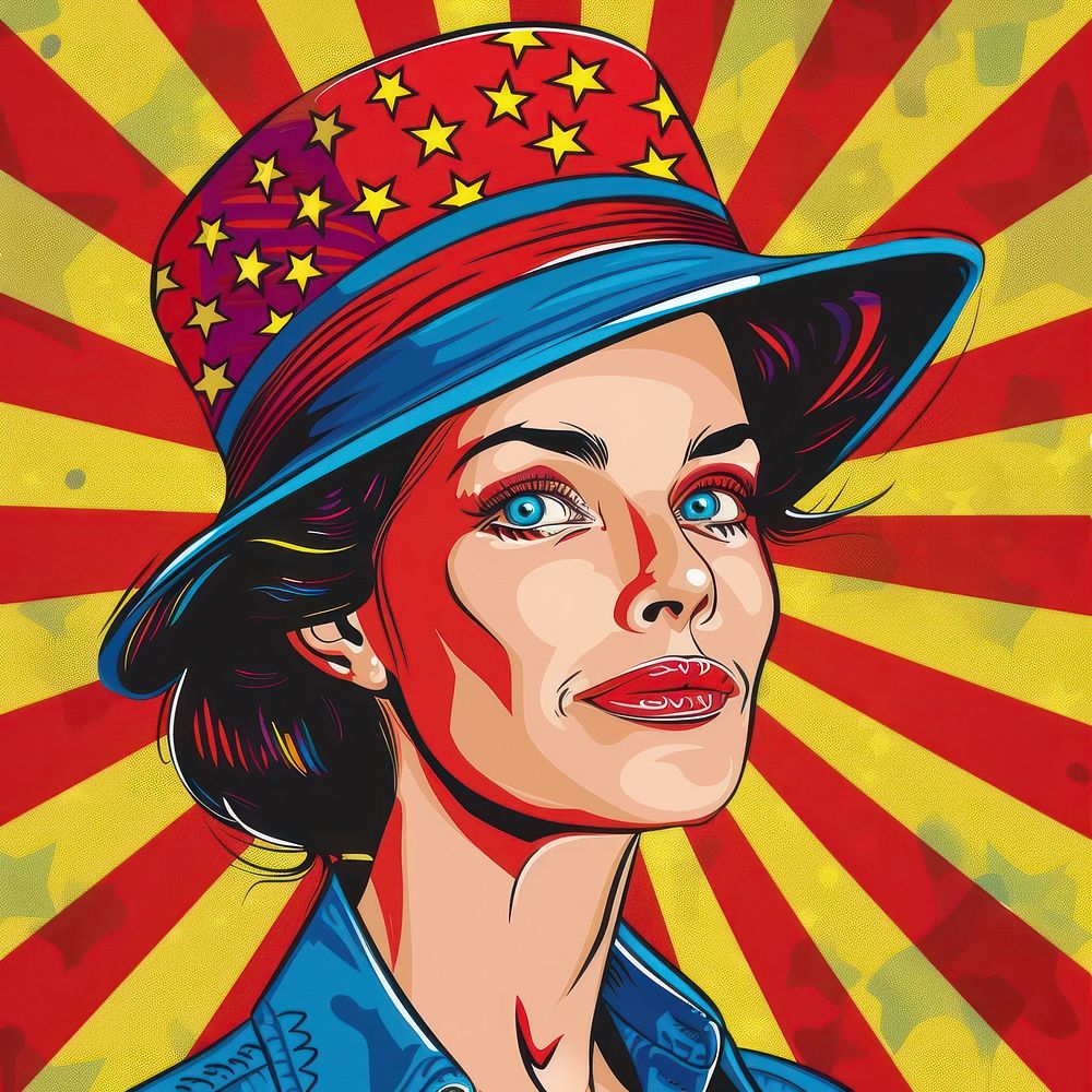 Vector illustrated of a 4th of july art painting portrait.