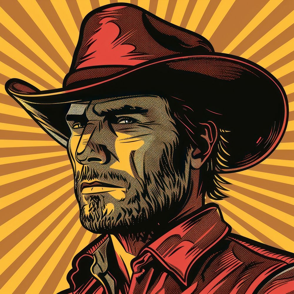 Vector illustrated of a cowboy portrait adult human.