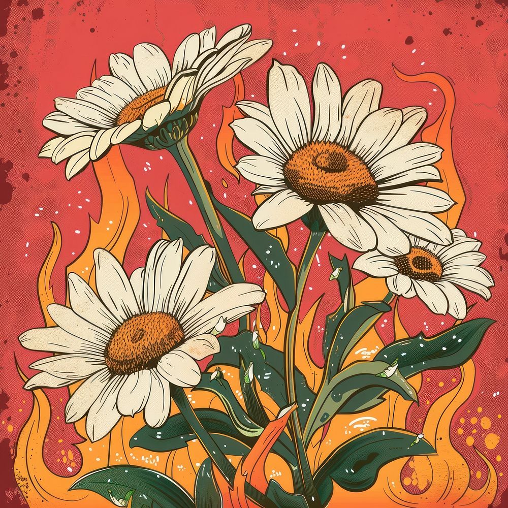 Vector illustrated of a daisies flower art painting plant.