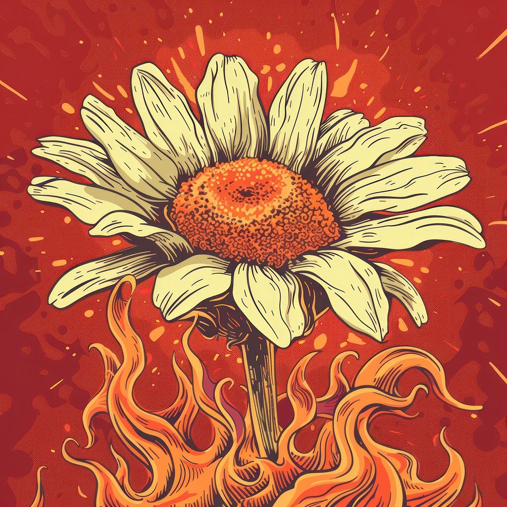 Vector illustrated of a daisies flower art sunflower drawing.
