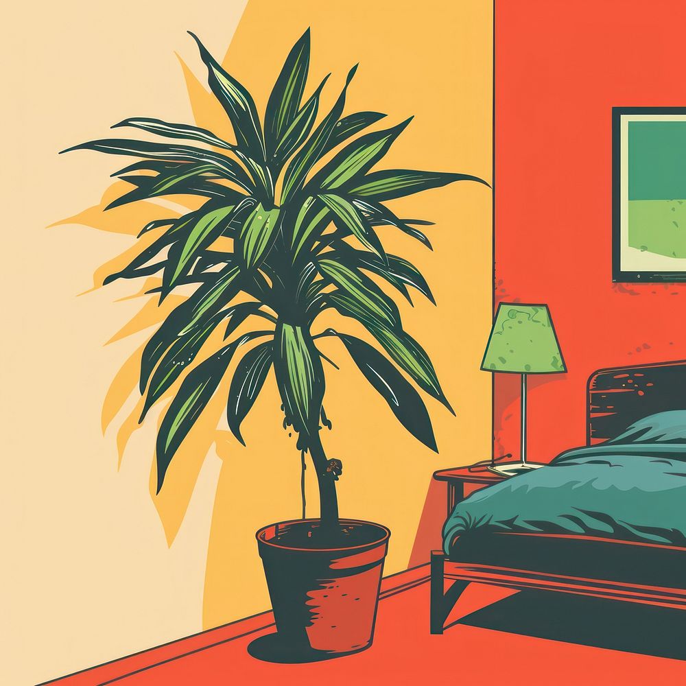 Vector illustrated of a indoor plant bed furniture bedroom.