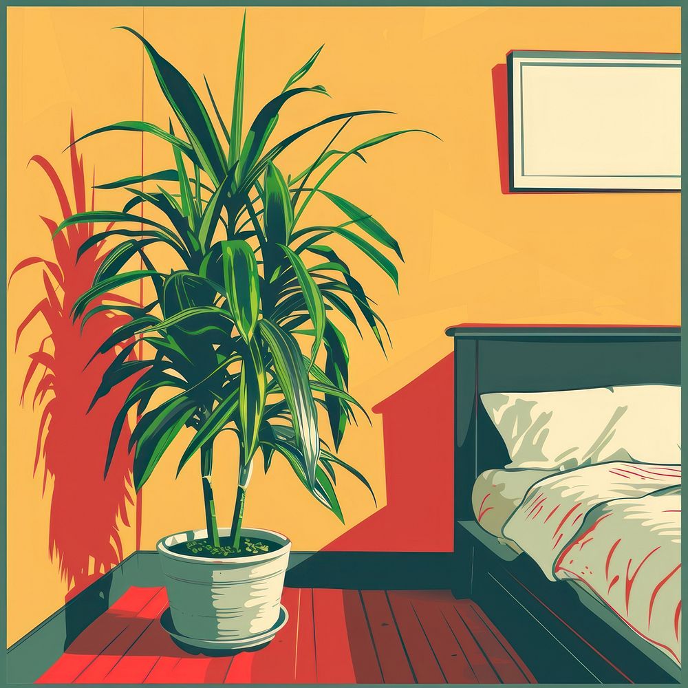 Vector illustrated of a indoor plant room bed architecture.