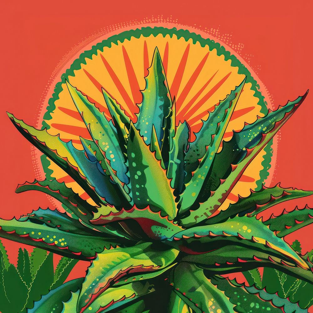 Vector illustrated of a aloe vera plant cannabis medicine.