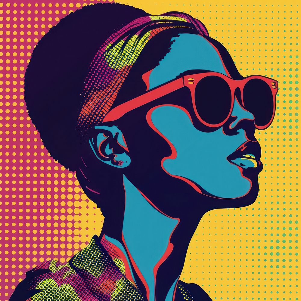 Vector illustrated of a african woman art sunglasses portrait.