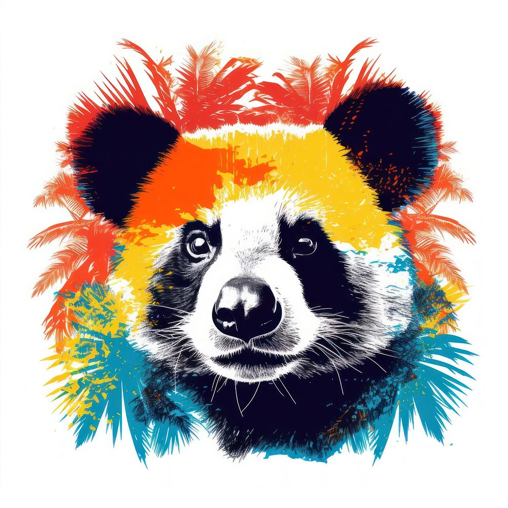 Panda and bamboo mammal animal art.