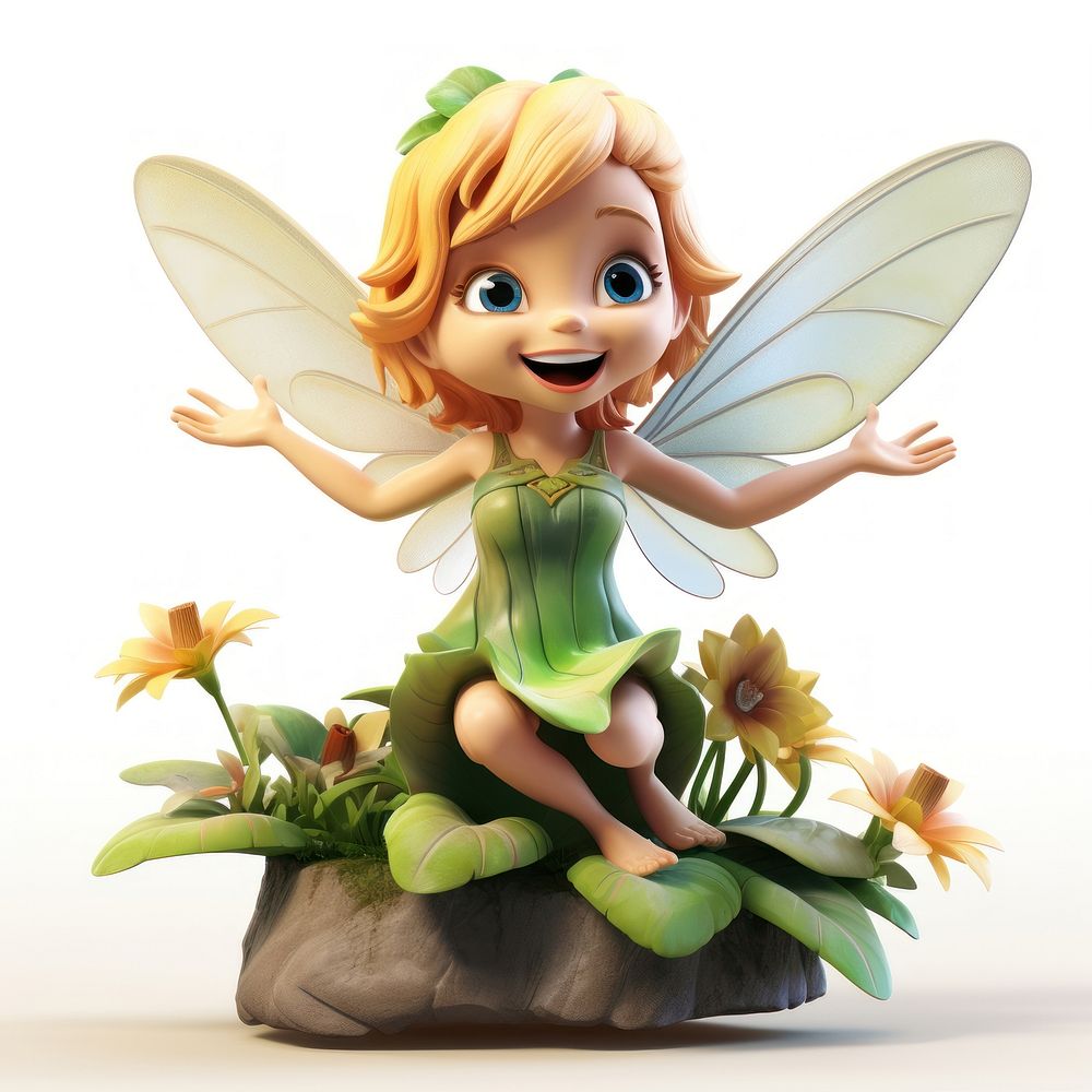 Happy fairy statue figurine flower plant.