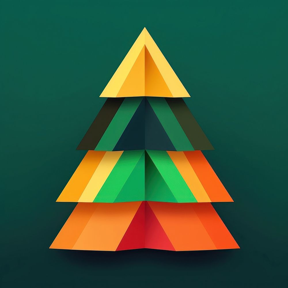 Christmas tree origami shape celebration.