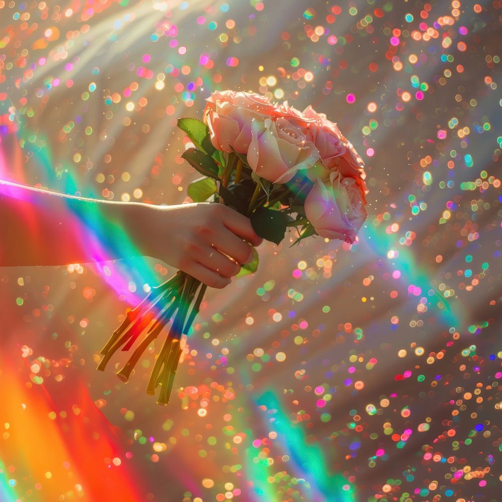 Rose bouquet rainbow flower petal.