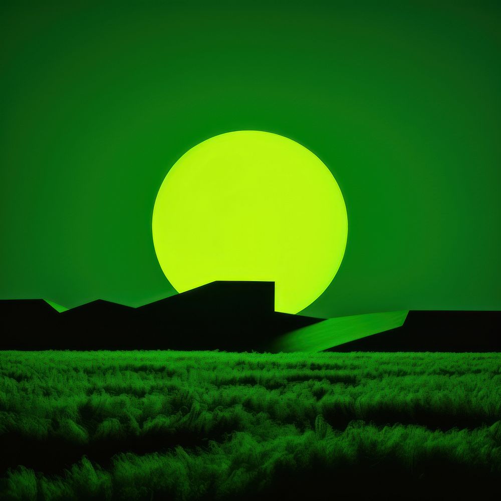 Photo of moon phase green landscape outdoors.