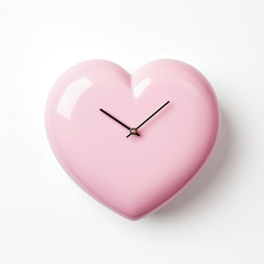Pink clock heart shape white background jewelry number.