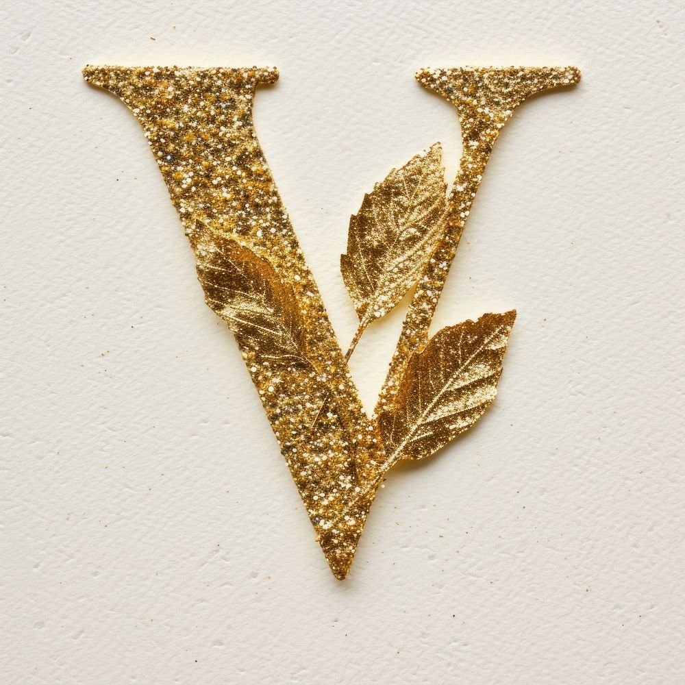 Gold jewelry font leaf.
