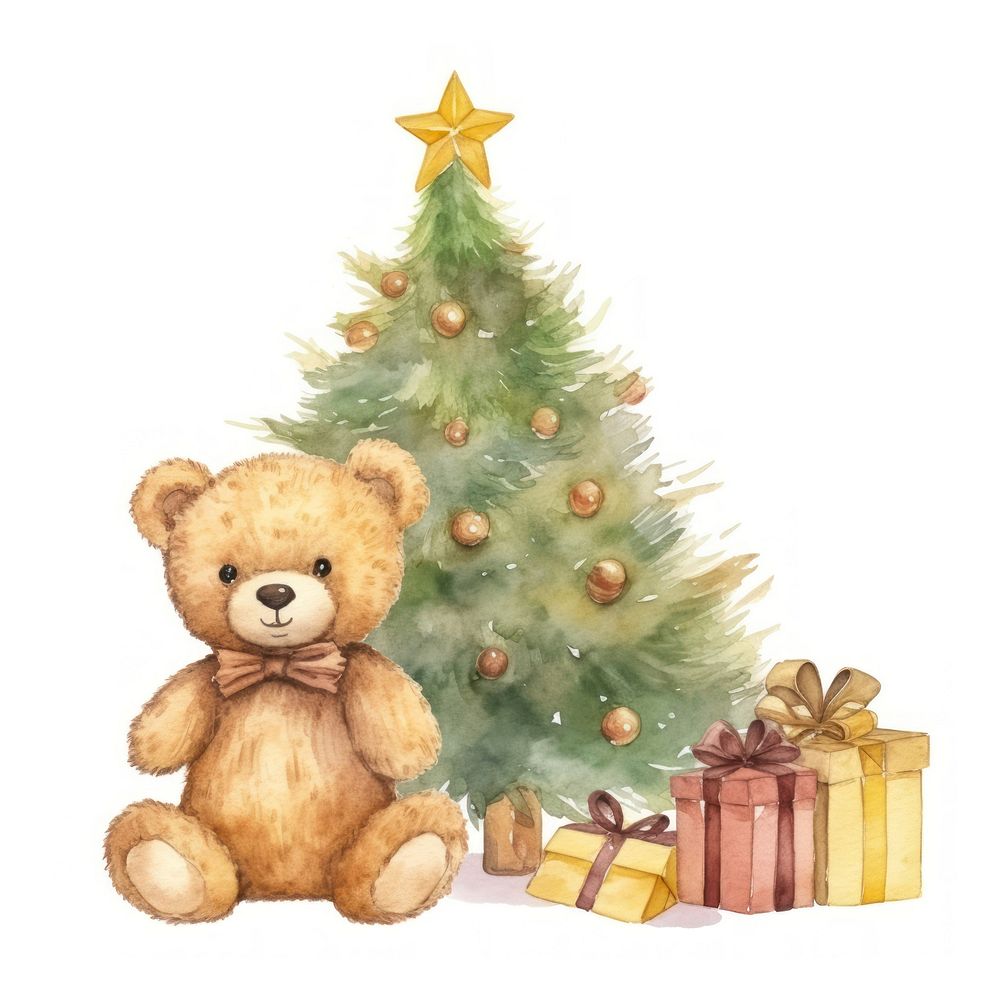 Teddy bear christmas cute tree.