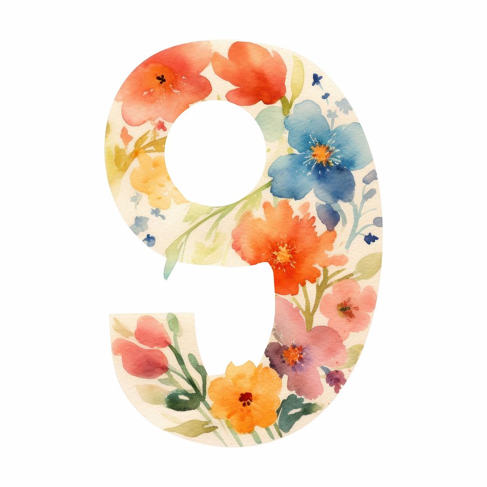 Number flower text white background.