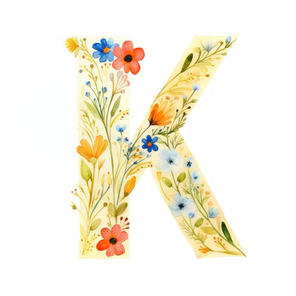 Floral inside letter K pattern flower number.