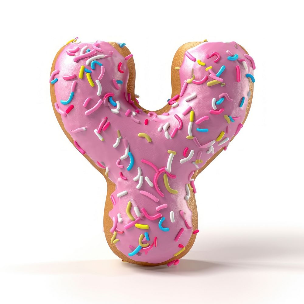 Cute Donut in Alphabet Shaped of Y sprinkles dessert cartoon.