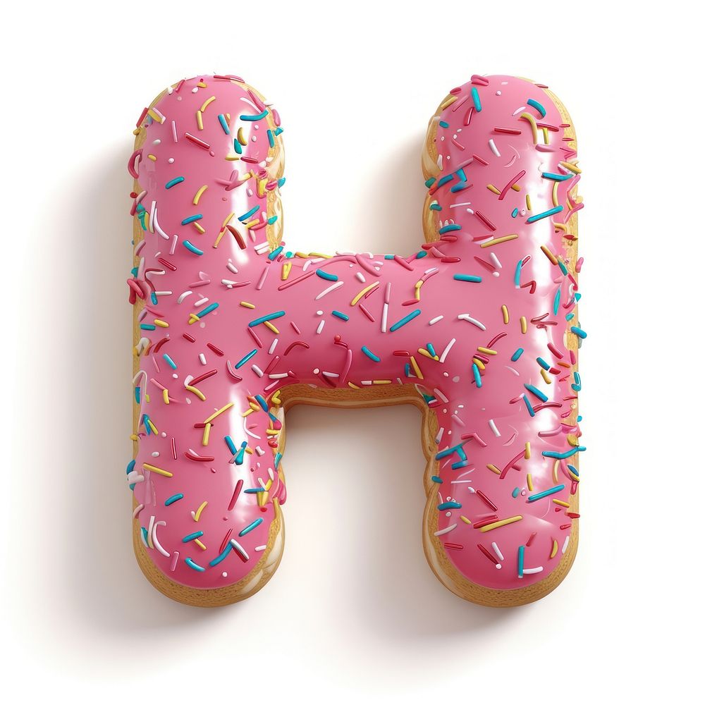 Donut in Alphabet Shaped of H dessert cartoon food.